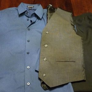 Kids Boys Dress Shirt Vest Pants Set 14